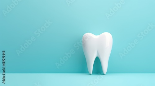 Dental masterpiece: mockup of a tooth on a serene blue background, perfect for International Dentist Day.