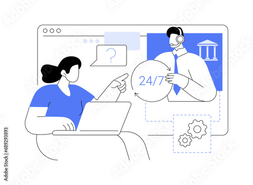 24 for 7 banking support isolated cartoon vector illustrations.