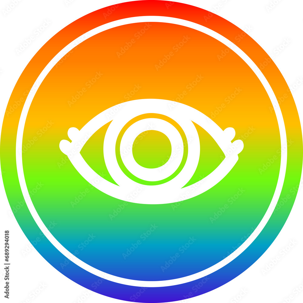 staring eye circular icon with rainbow gradient finish