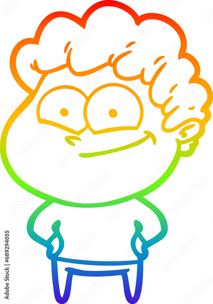 rainbow gradient line drawing of a cartoon happy man rainbow gradient line drawing of a cartoon happy man