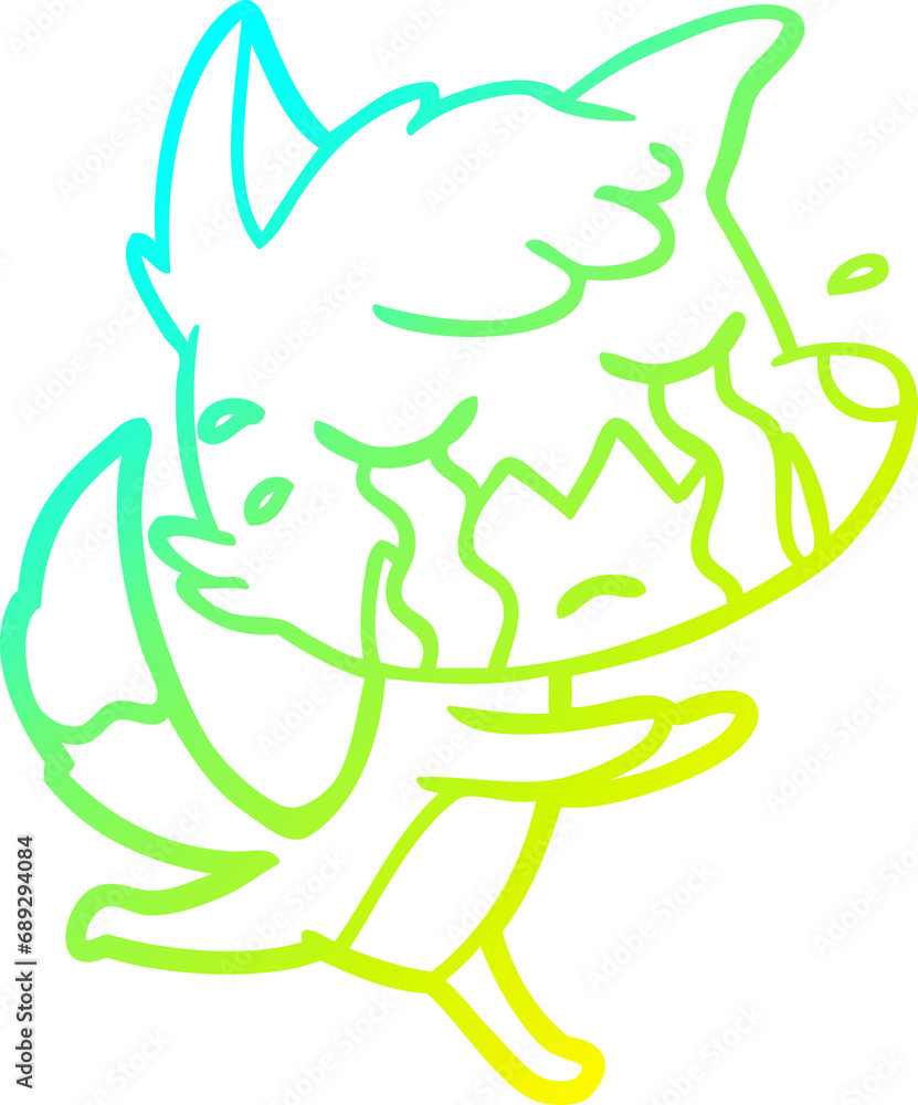 cold gradient line drawing of a crying fox cartoon cold gradient line drawing of a crying fox cartoon