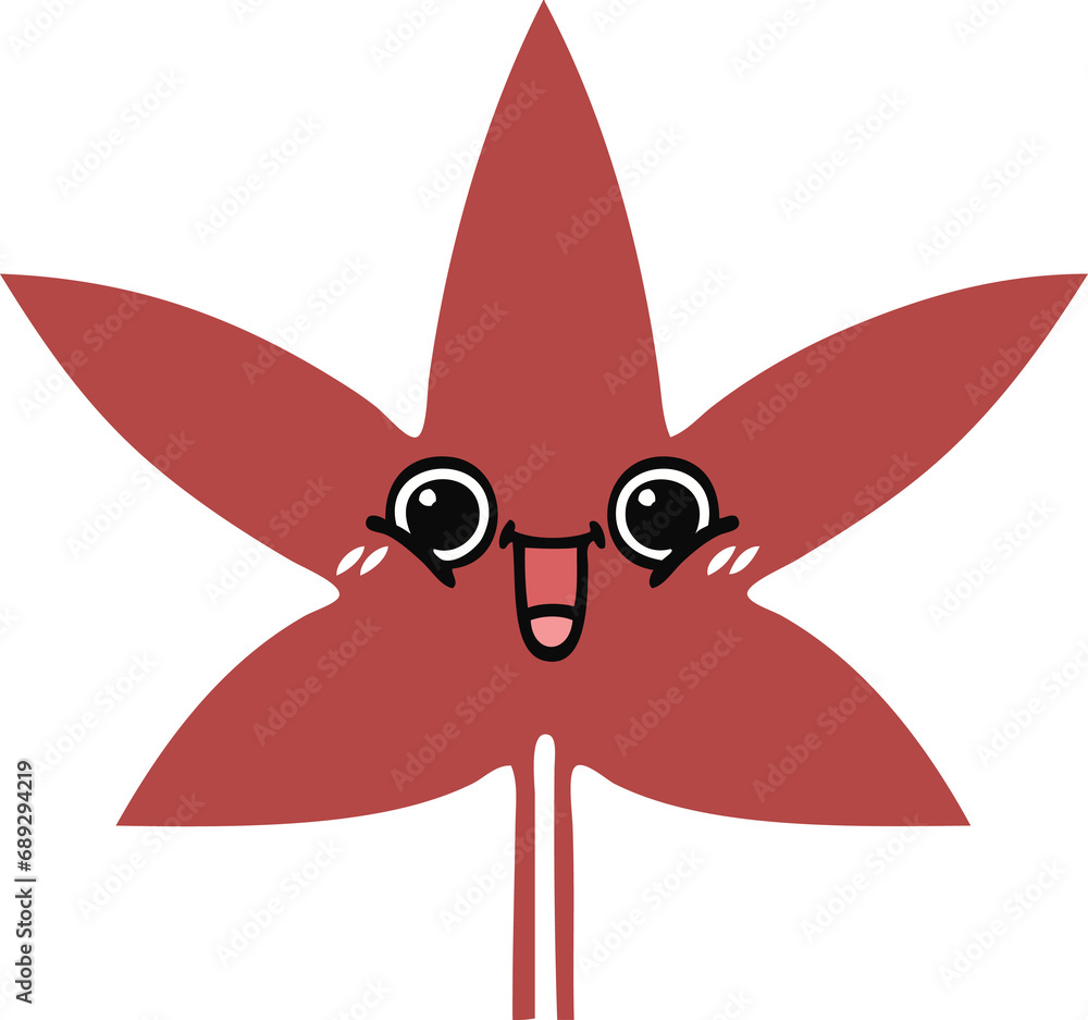 flat color retro cartoon of a autumnal leaf flat color retro cartoon of a autumnal leaf