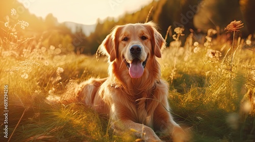 Dog Nature Background with Empty Copy Space created with Generative AI Technology