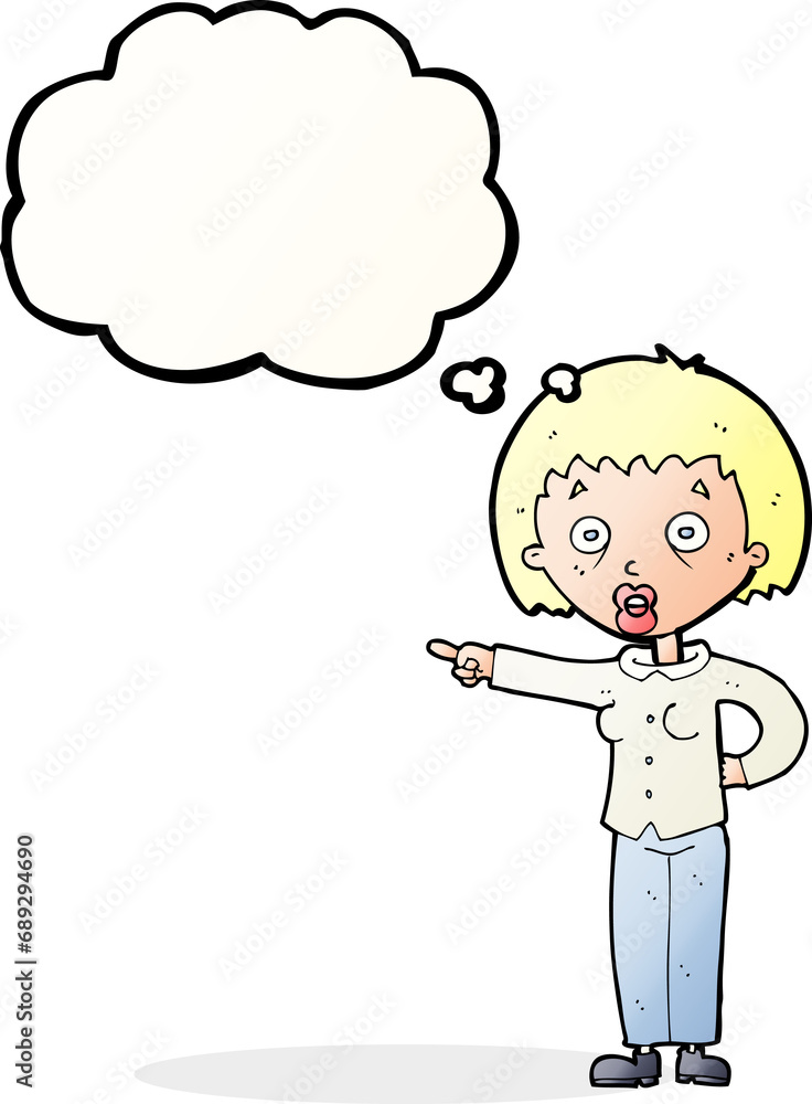 cartoon shocked woman with thought bubble cartoon shocked woman with thought bubble