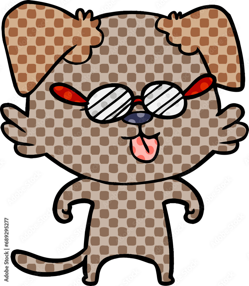 Obraz premium cartoon spectacles dog sticking out tongue