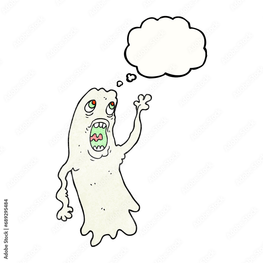 freehand drawn thought bubble textured cartoon ghost freehand drawn thought bubble textured cartoon ghost