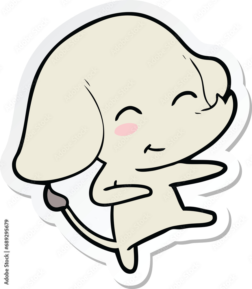 sticker of a cute cartoon elephant sticker of a cute cartoon elephant