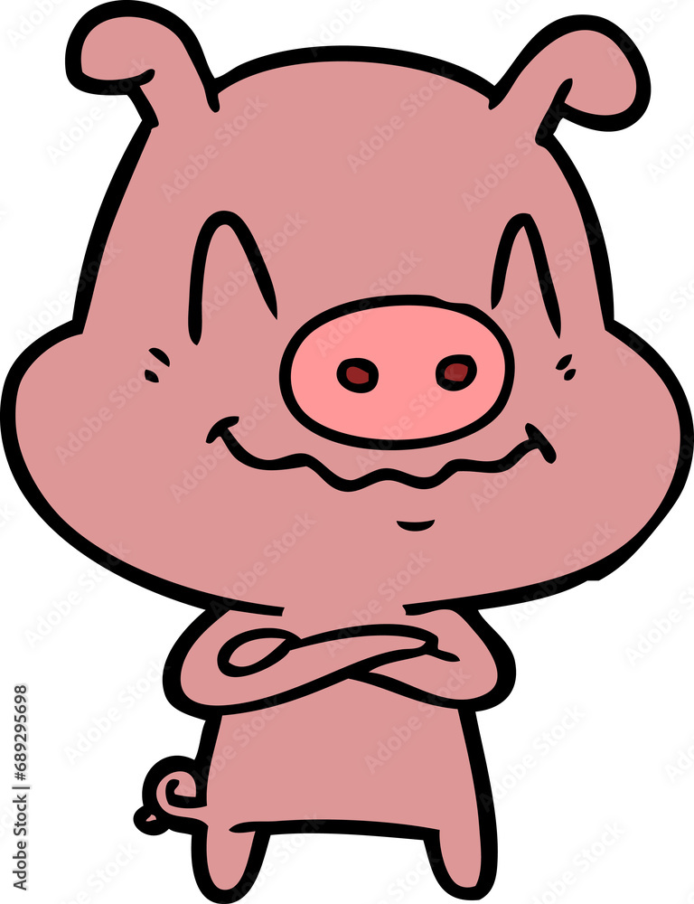 nervous cartoon pig