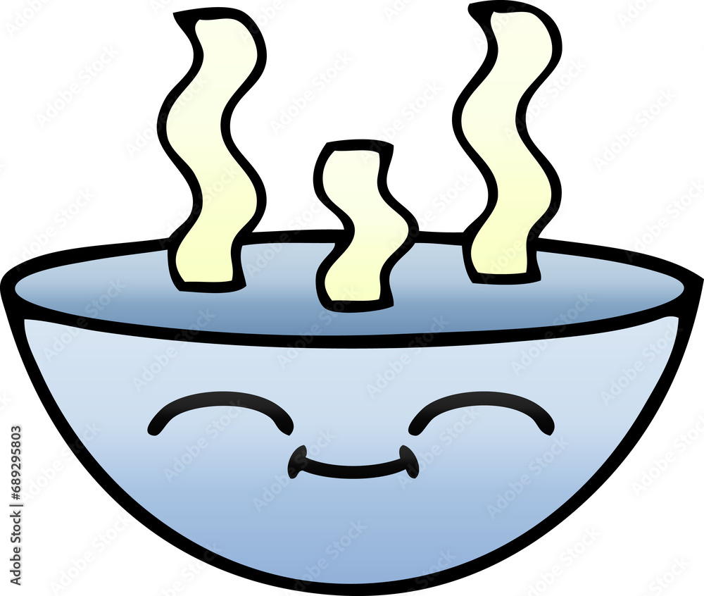 gradient shaded cartoon of a bowl of hot soup gradient shaded cartoon of a bowl of hot soup