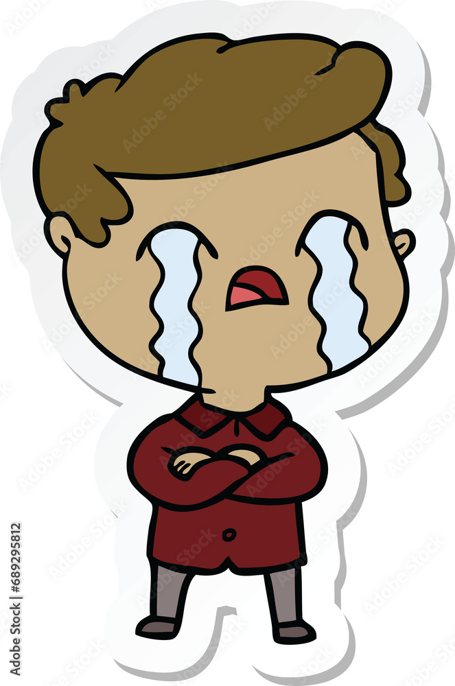 Fototapeta premium sticker of a cartoon man crying