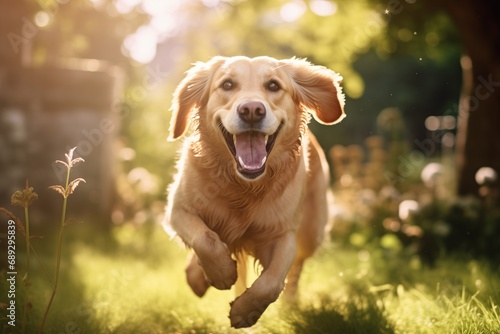 Labrador Retriever dog embodies the natural joy of being outdoors, showing its carefree spirit and playful