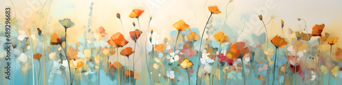 artistic abstract painting of wildflowers background banner