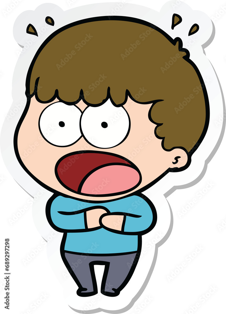 sticker of a cartoon shocked man sticker of a cartoon shocked man