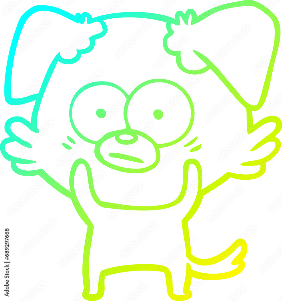 cold gradient line drawing of a nervous dog cartoon cold gradient line drawing of a nervous dog cartoon