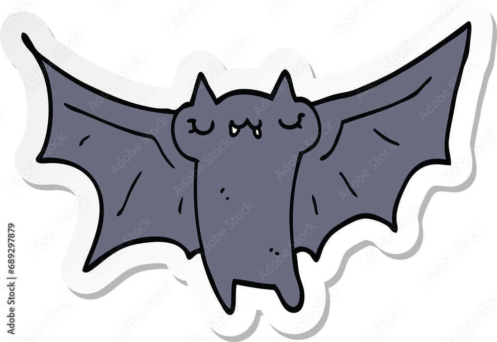sticker of a cute cartoon halloween bat