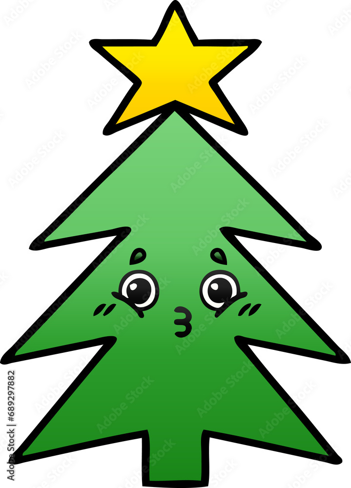 Obraz premium gradient shaded cartoon of a christmas tree