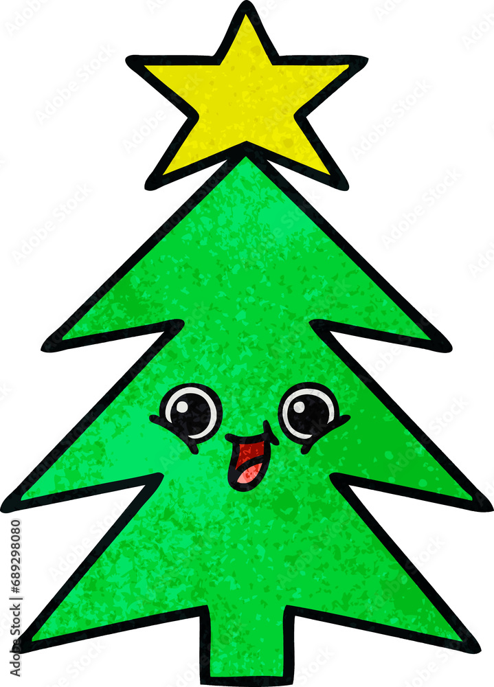 Fototapeta premium retro grunge texture cartoon of a christmas tree