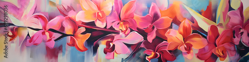 artistic abstract painting of orchid flowers background banner photo