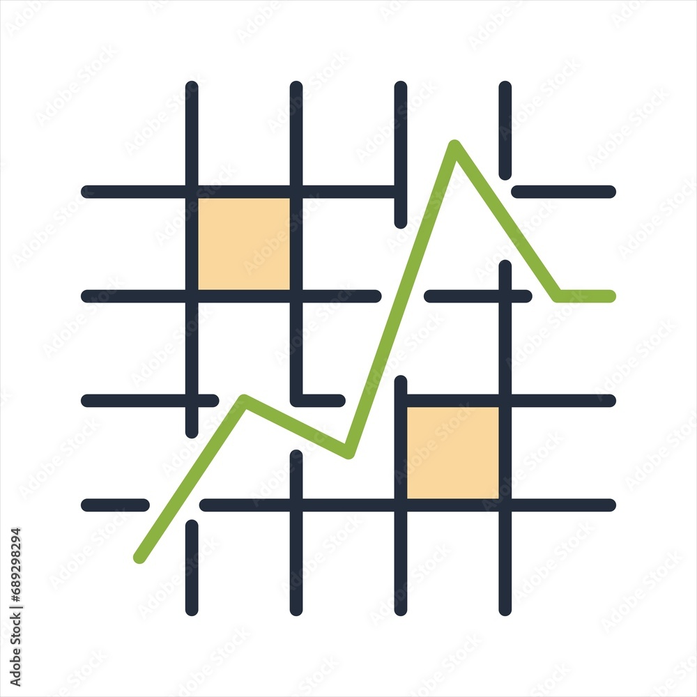 A flat vector icon of business growth statistical analysis.Infographic report having gain and loss statistical data, flat icon