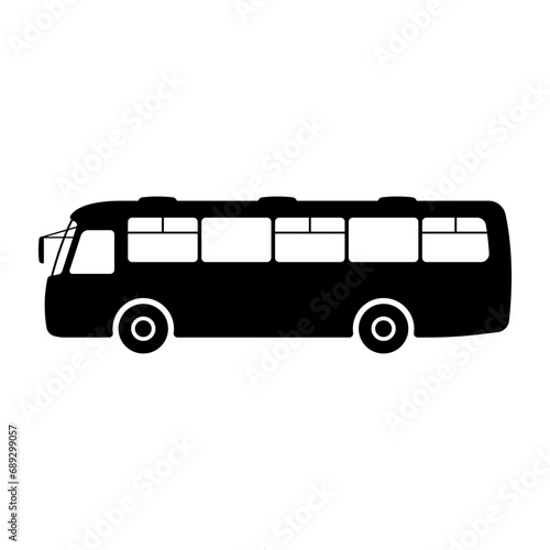 Passenger bus icon. Black silhouette. Side view. Vector simple flat graphic illustration. Isolated object on a white background. Isolate.