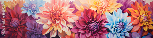 artistic abstract painting of dahlia flowers background banner