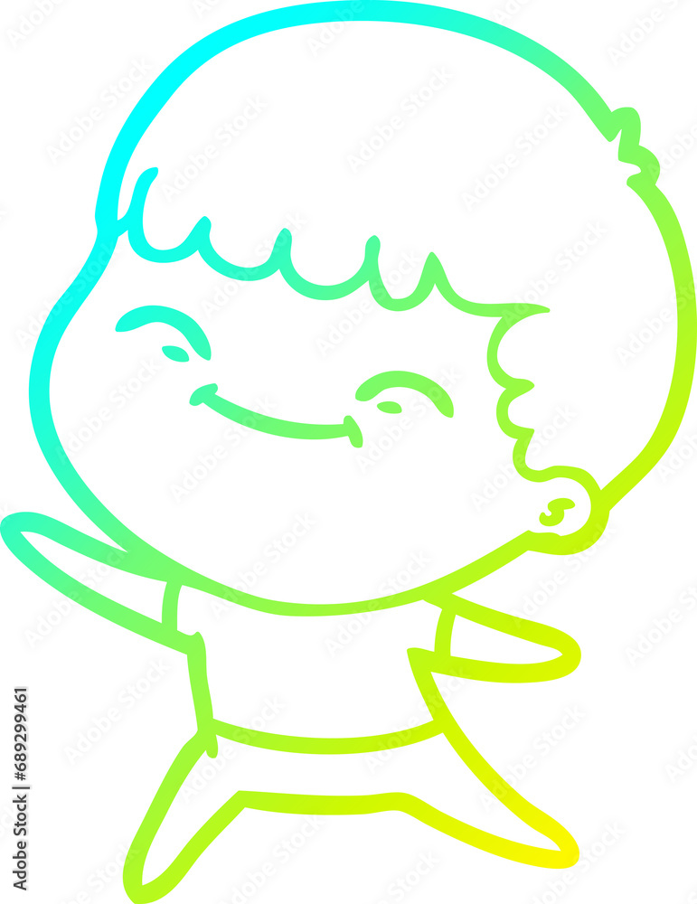 cold gradient line drawing of a cartoon happy boy cold gradient line drawing of a cartoon happy boy