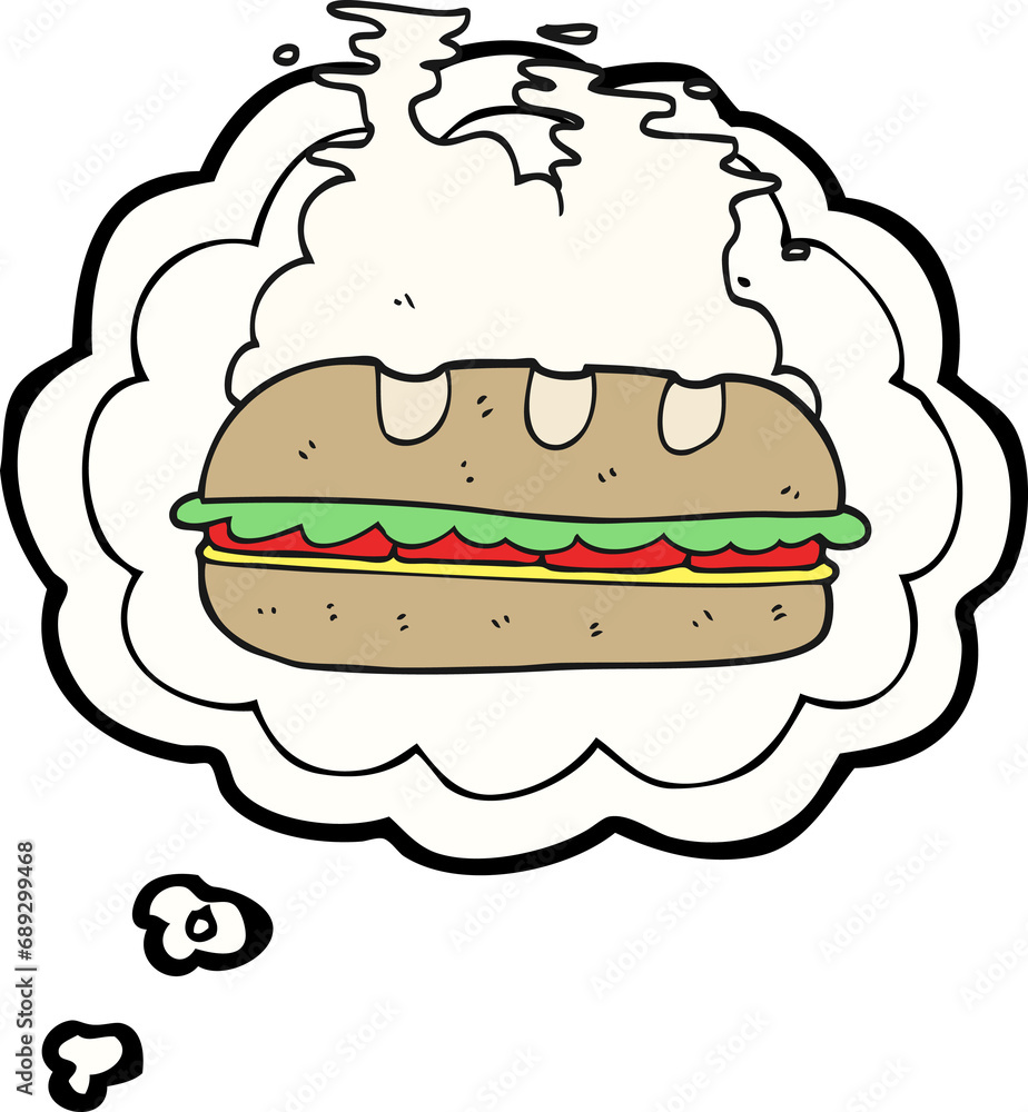 freehand drawn thought bubble cartoon huge sandwich freehand drawn thought bubble cartoon huge sandwich