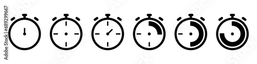 Set of timers on an isolated background. Vector set of stopwatches. Vector EPS 10