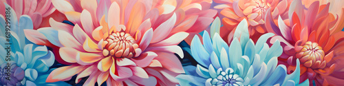 artistic abstract painting of dahlia flowers background banner