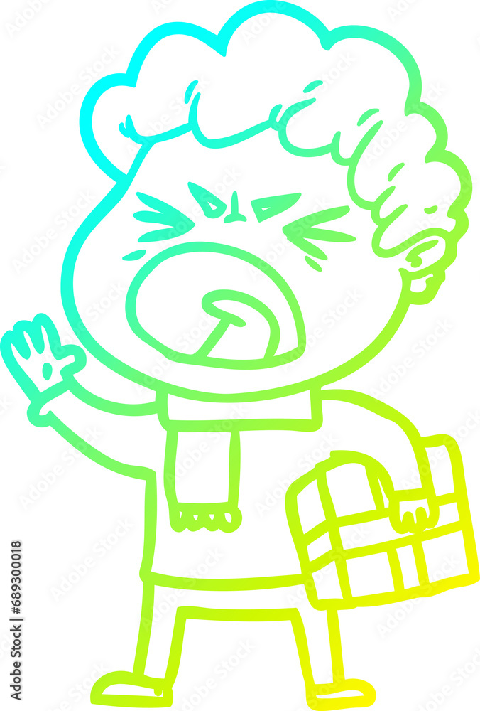 cold gradient line drawing of a cartoon furious man cold gradient line drawing of a cartoon furious man