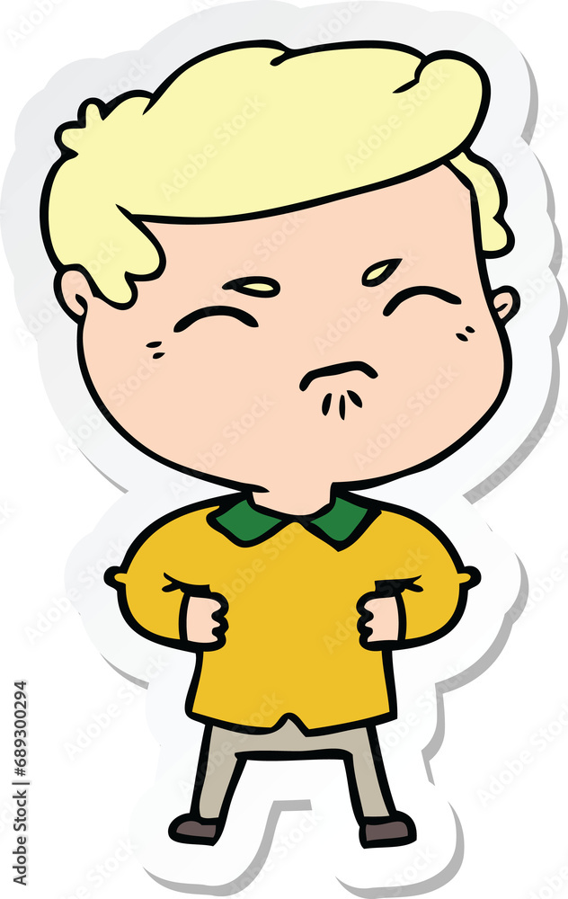 sticker of a cartoon annoyed man sticker of a cartoon annoyed man