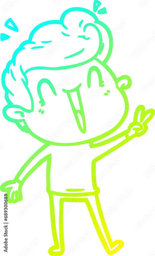 cold gradient line drawing of a cartoon excited man cold gradient line drawing of a cartoon excited man