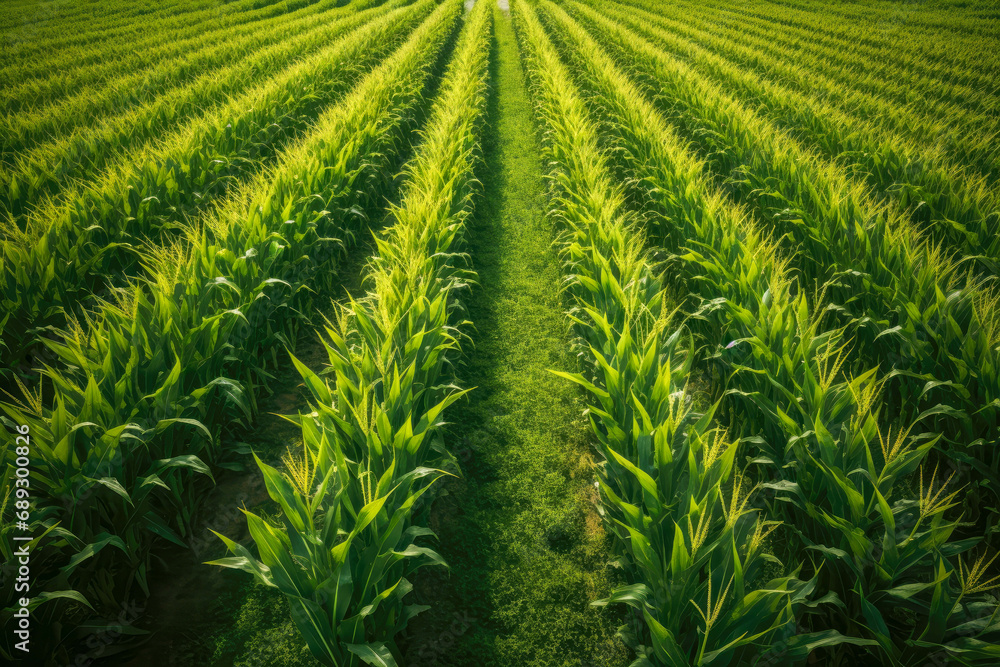 Corn field from drone perspective