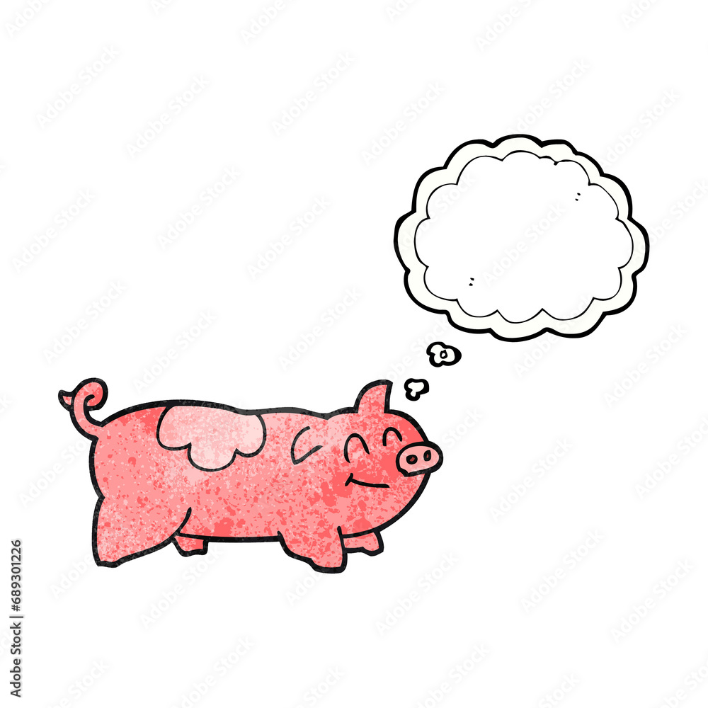 freehand drawn thought bubble textured cartoon pig freehand drawn thought bubble textured cartoon pig
