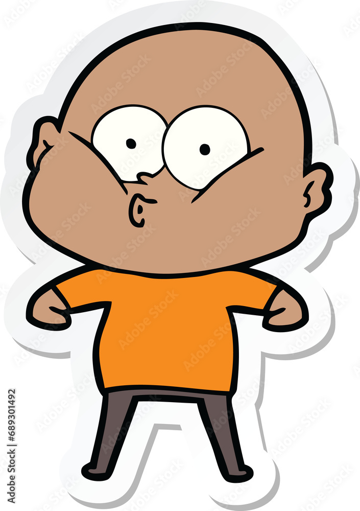 sticker of a cartoon bald man staring