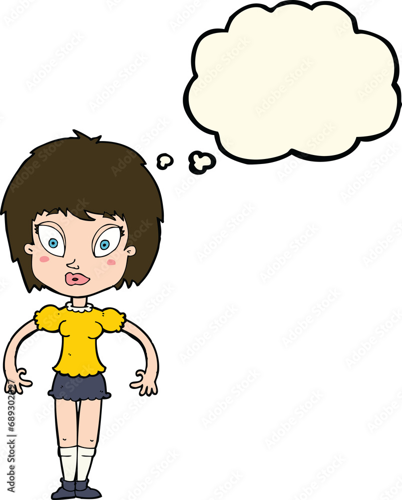 cartoon pretty girl with thought bubble cartoon pretty girl with thought bubble