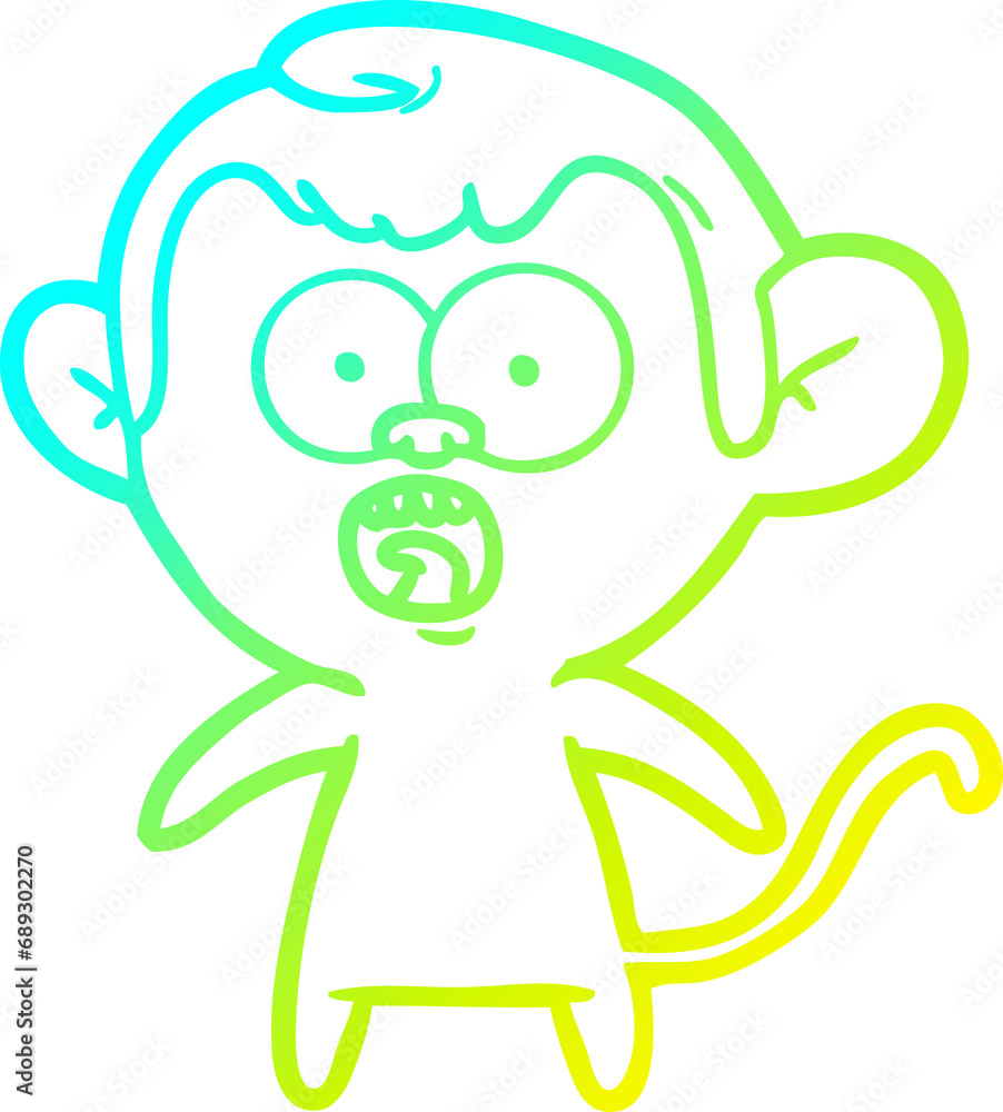 cold gradient line drawing of a cartoon shocked monkey cold gradient line drawing of a cartoon shocked monkey
