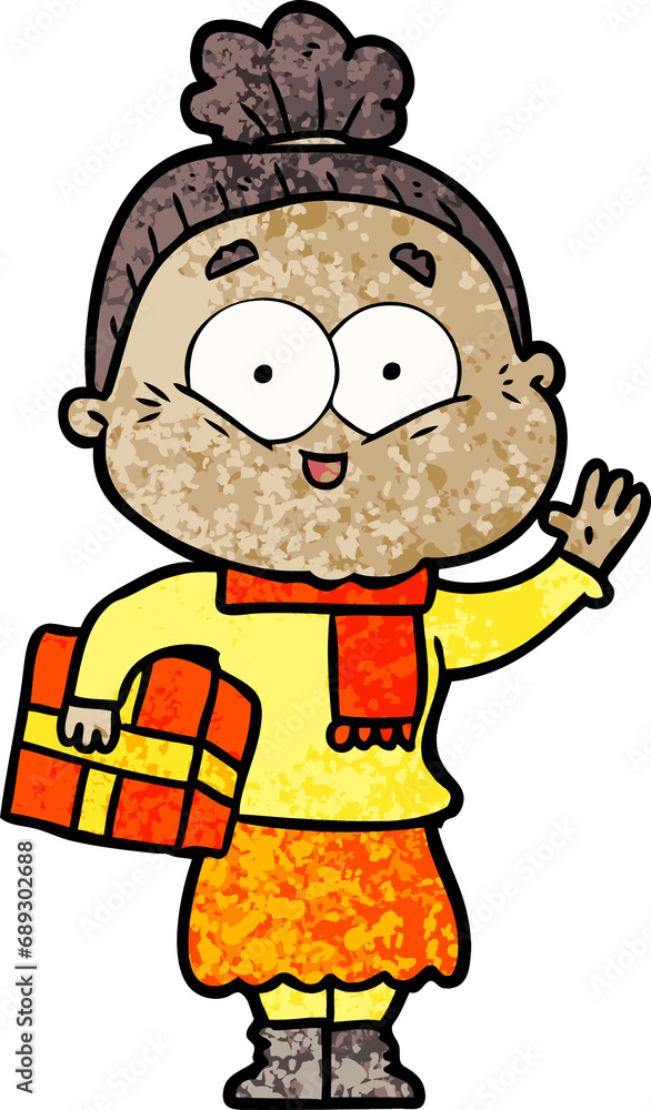 Naklejka premium cartoon happy old woman
