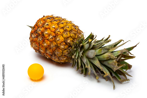 Ripe pineapple ona white background