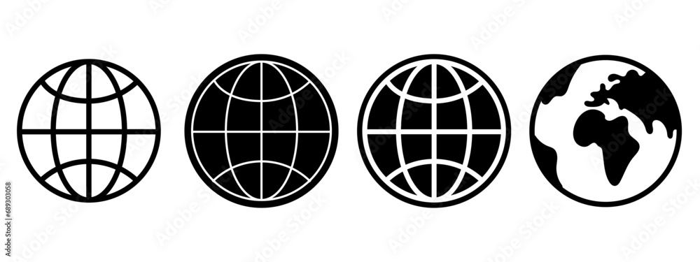 World icon. Simple set of globe outline icons. Vector EPS 10 World icon. Simple set of globe outline icons. Vector EPS 10