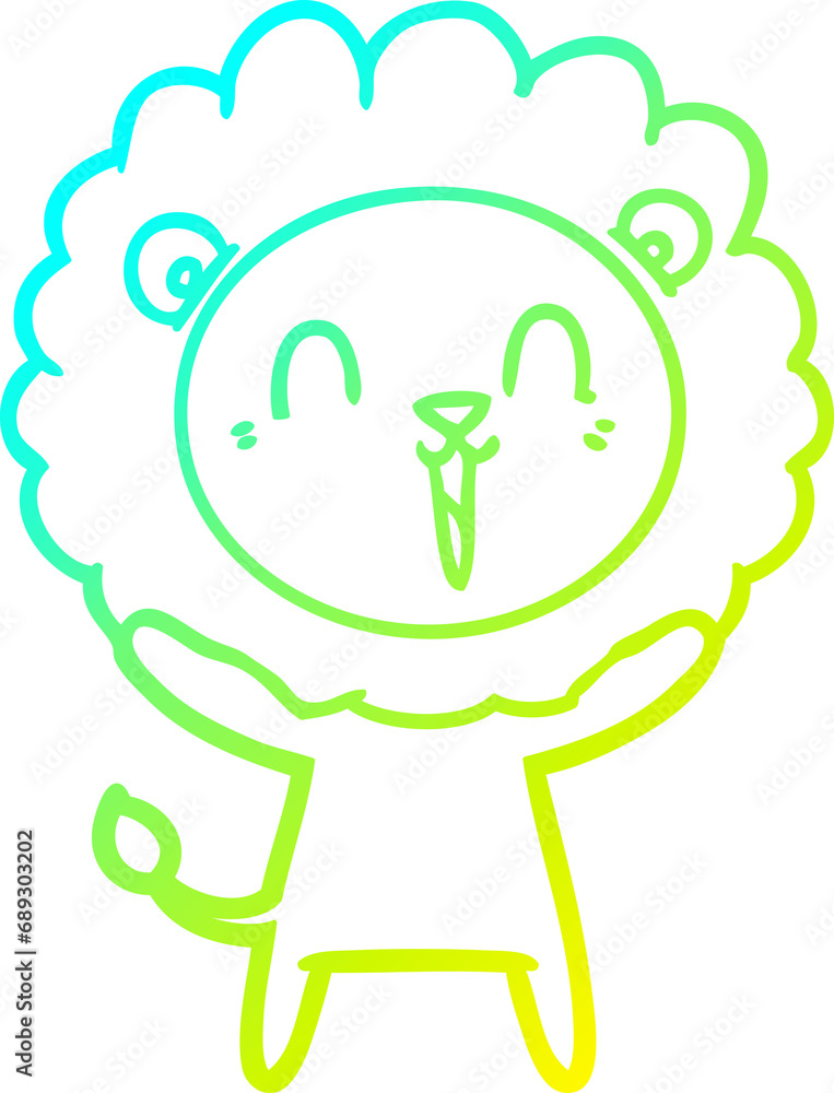 cold gradient line drawing of a laughing lion cartoon cold gradient line drawing of a laughing lion cartoon