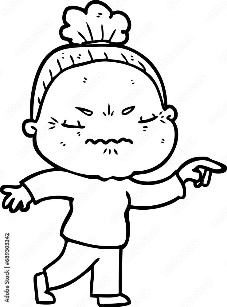 Fototapeta premium cartoon annoyed old lady