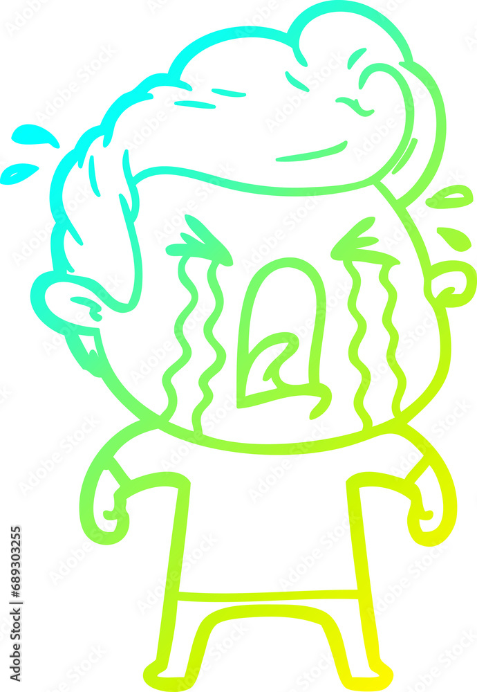 cold gradient line drawing of a cartoon crying man cold gradient line drawing of a cartoon crying man