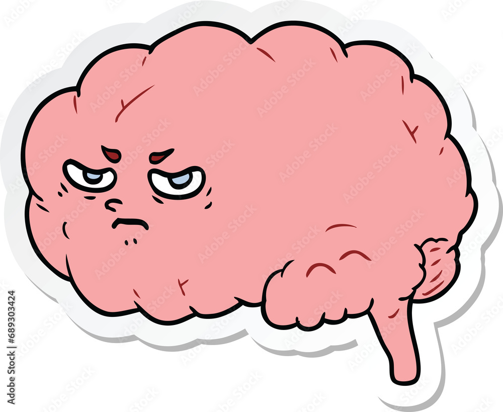 sticker of a cartoon angry brain sticker of a cartoon angry brain