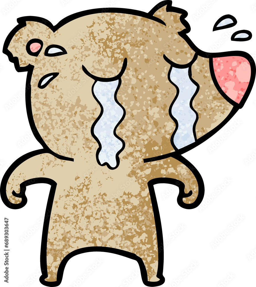 Obraz premium cartoon crying bear