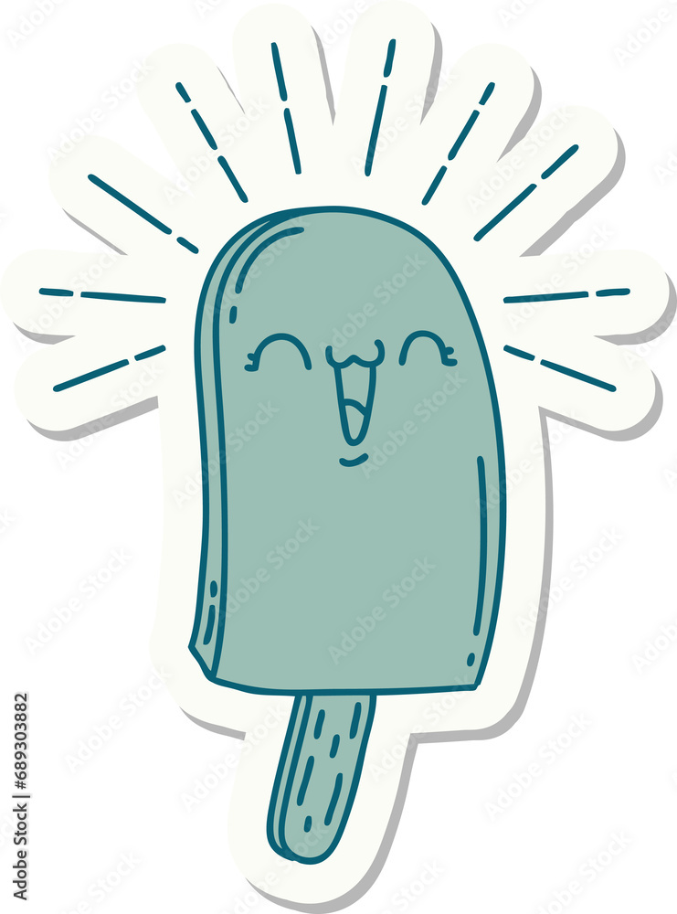 sticker of a tattoo style ice lolly sticker of a tattoo style ice lolly
