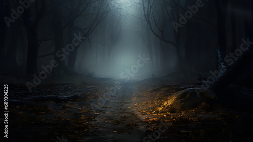 mysterious pathway foothpath in the dark goggy forest.