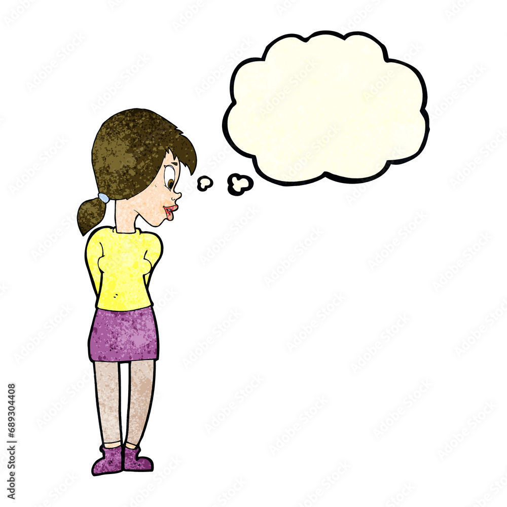 cartoon pretty girl with thought bubble cartoon pretty girl with thought bubble
