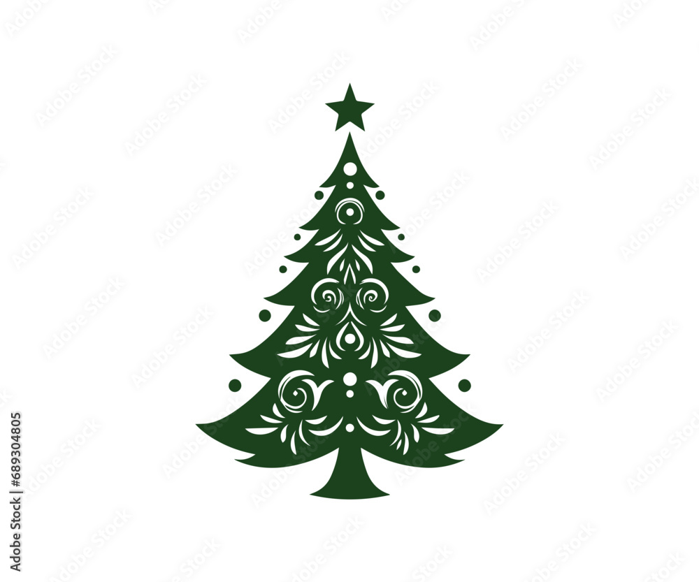  Christmas tree, modern flat design