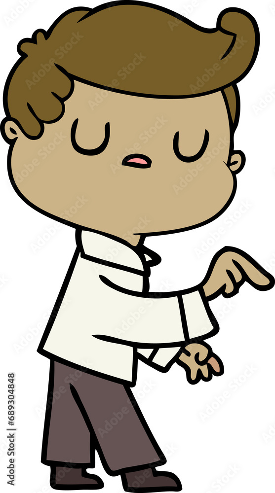 cartoon aloof man pointing finger